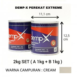 DEMP-X Perekat Extreme 2kg SET ( A 1kg + B 1kg ), Warna : Cream (Putih Susu)